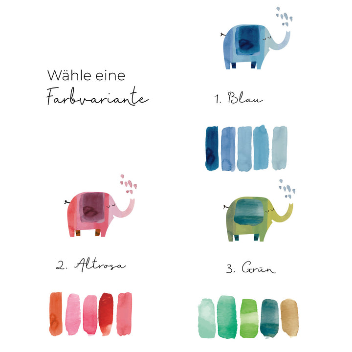 Taufkerze Elefant Konstantin in verschiedenen Farben
