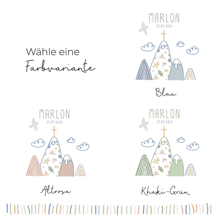 Taufkerze Berge Marlon in 3 wunderschönen Farbvarianten