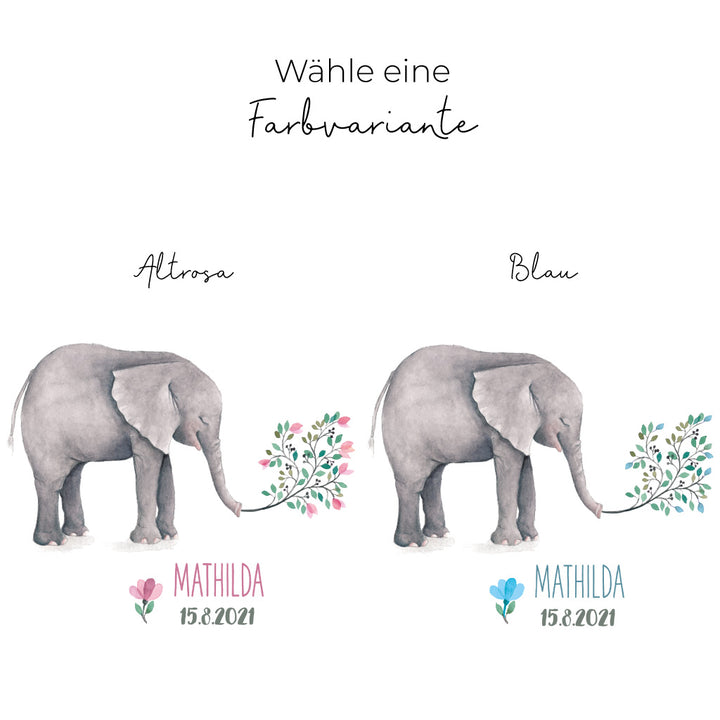 Taufkerze Elefant in zwei Farben