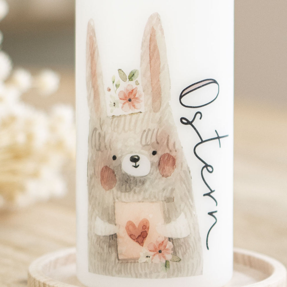 Osterkerze Osterhase Blumen