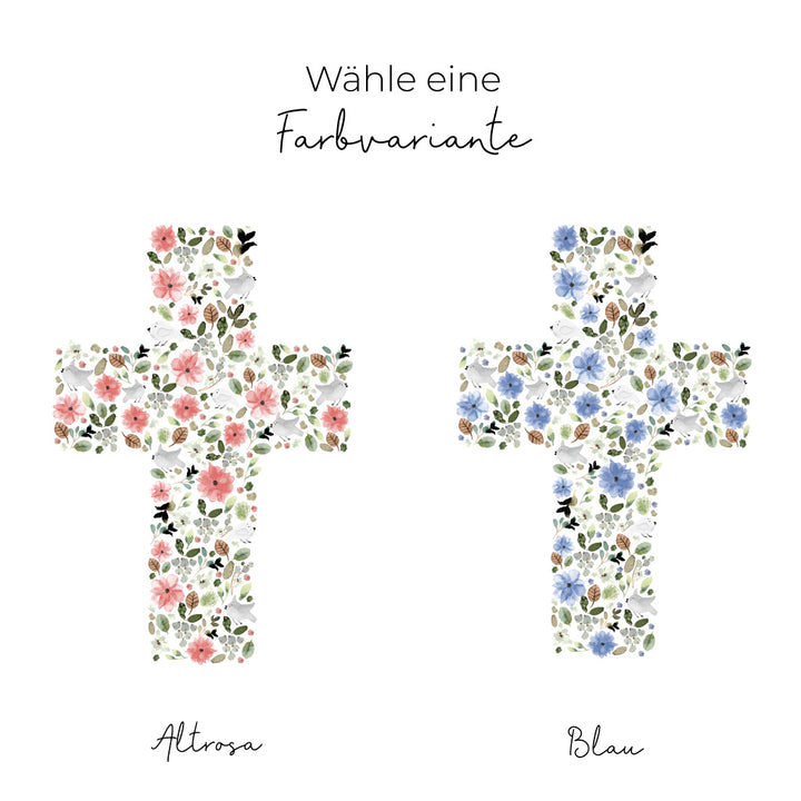 Taufkerze Kreuz Romy in zwei Farben
