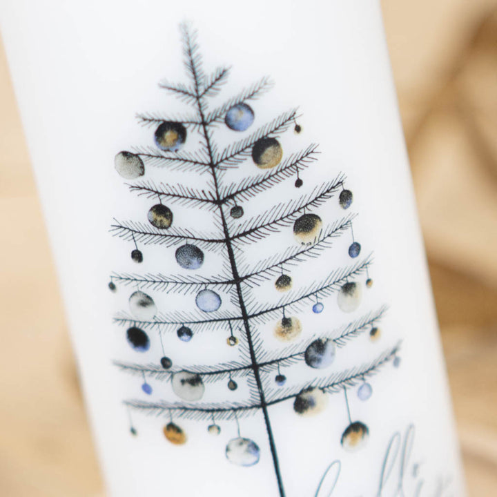 Adventskerze Tannenbaum mit Christbaumkugeln