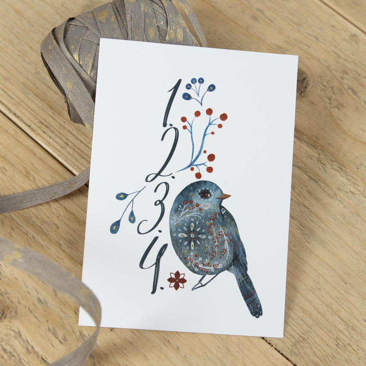 Grußkarte Wintervogel passend zu Adventskerze