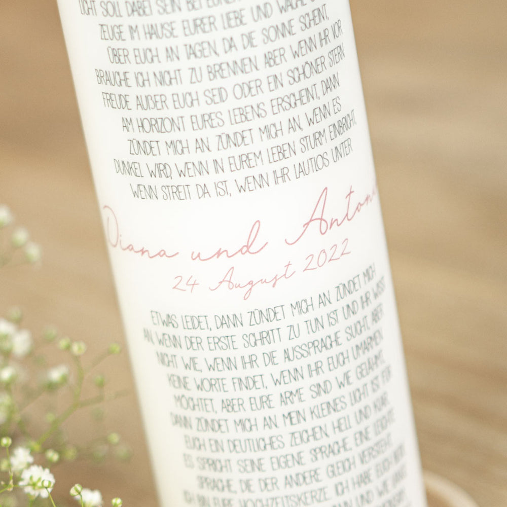 Hochzeitskerze spricht Trauspruch