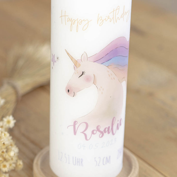 Einhorn Geburtstagskerze zur Geburt