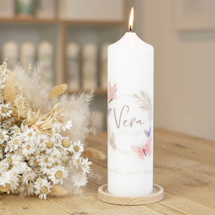 Geburtstagskerze Schmetterlinge Vera im Boho-Look