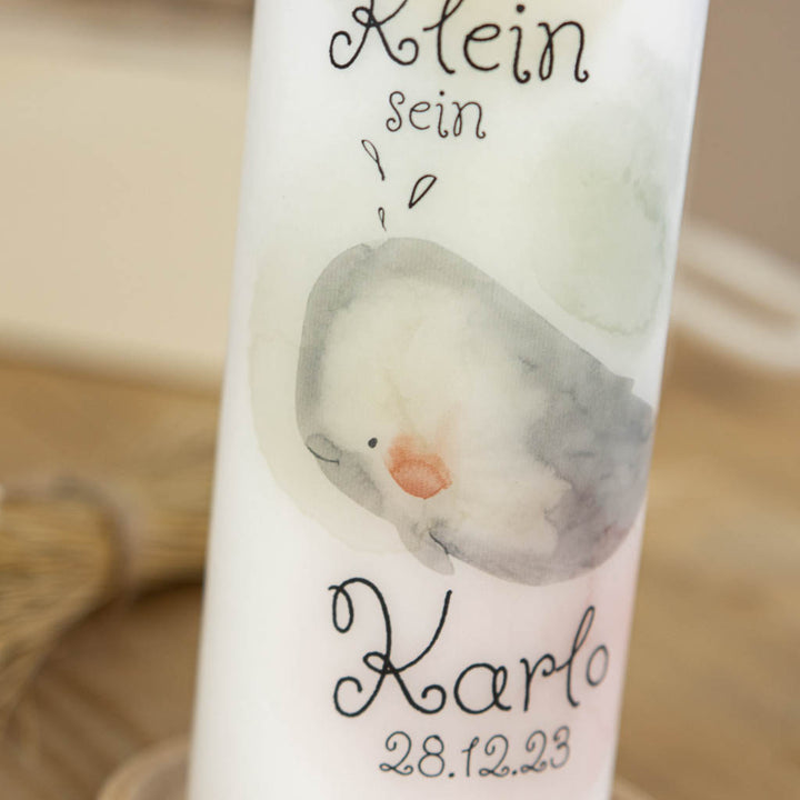 Kerze zur Geburt Wal 