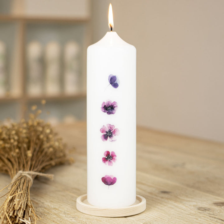 Hochzeitskerze Blumen Aquarell