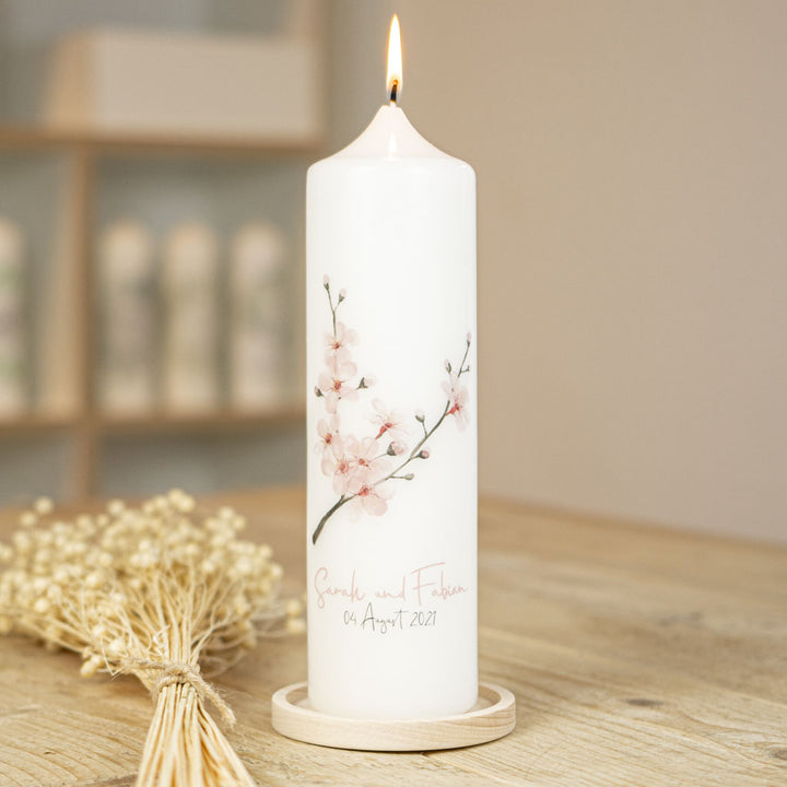 Hochzeitskerze Blumen Kirschblüte