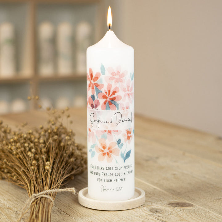 Hochzeitskerze Blumen Sommer