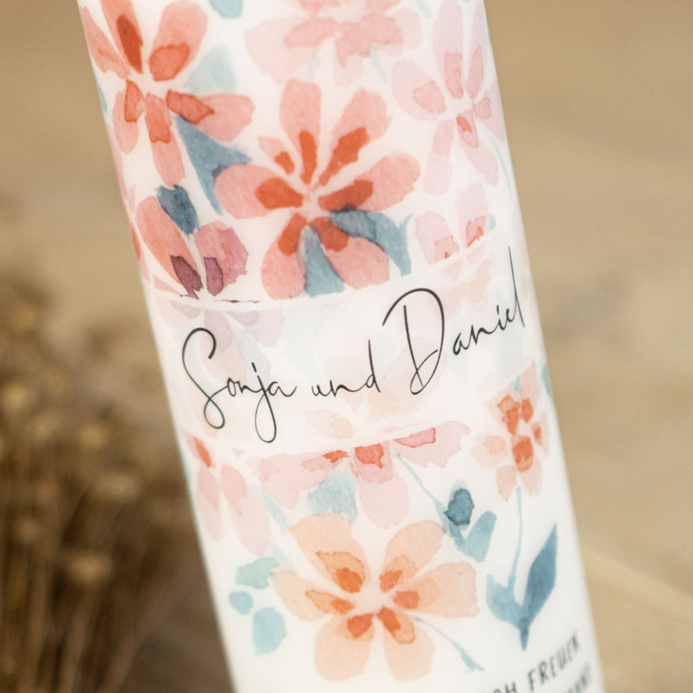 Hochzeitskerze Sommer Blumen