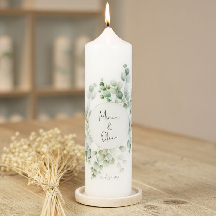 Hochzeitskerze Eukalyptus modern