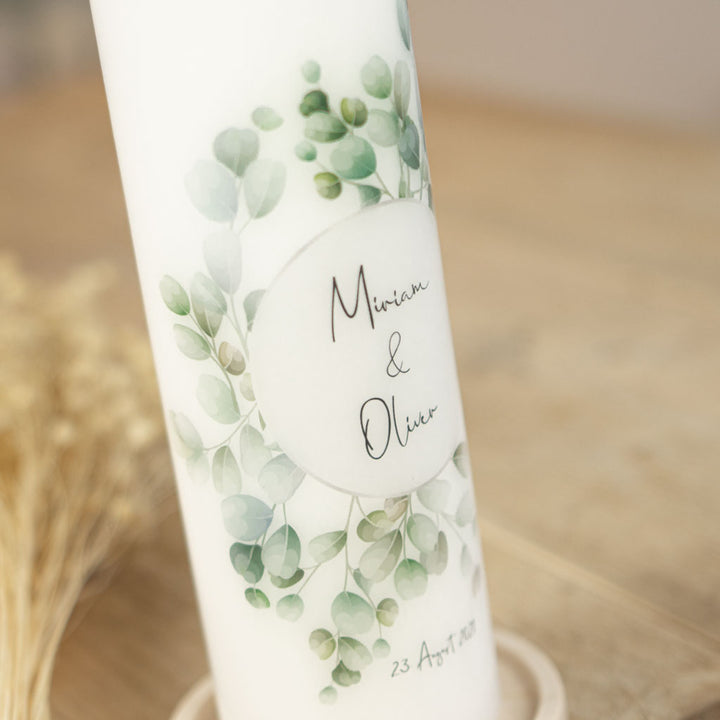 Hochzeitskerze Eukalyptus Kranz