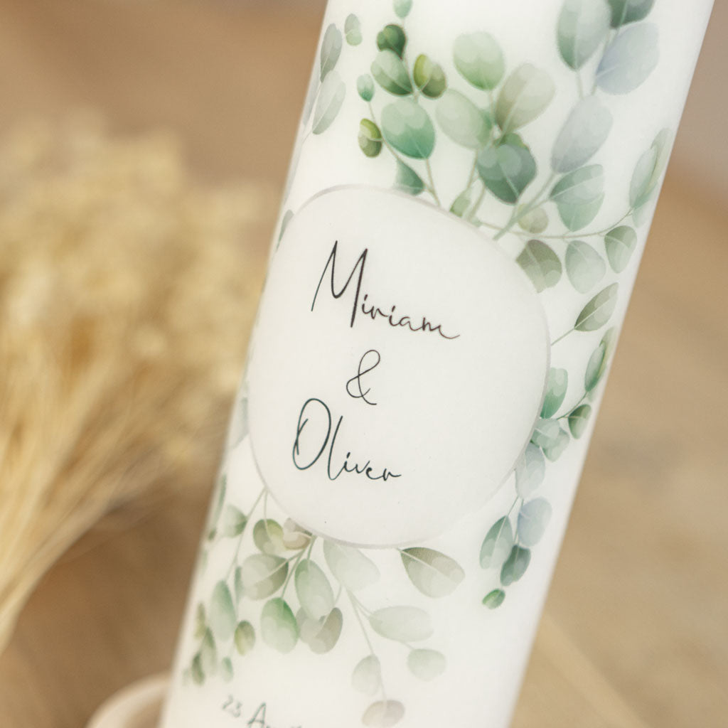 Hochzeitskerze Eukalyptus modern