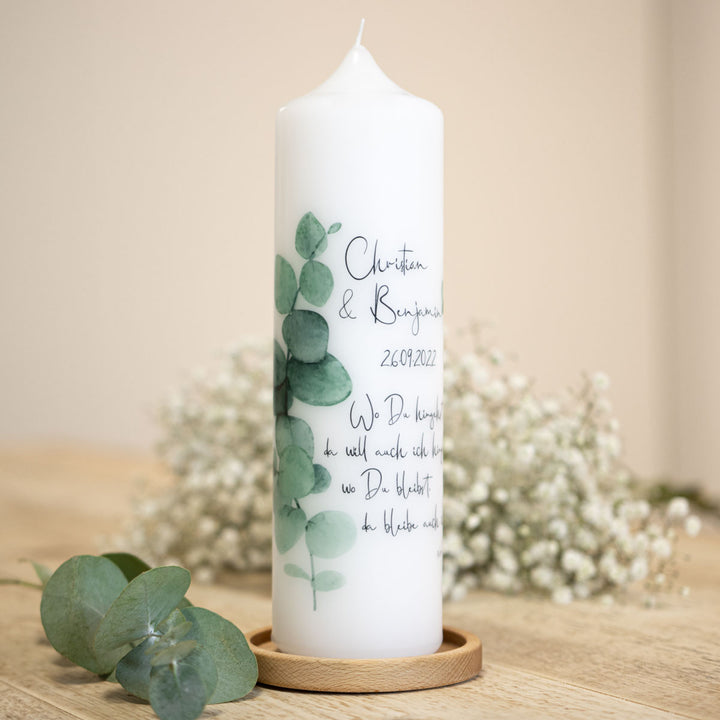 Hochzeitskerze Eukalyptus Ranke
