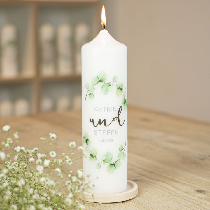 Hochzeitskerze Eukalyptus Kranz