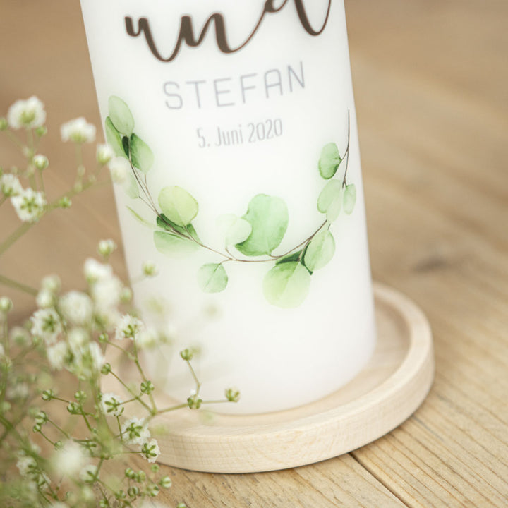 Hochzeitskerze Eukalyptus Kranz Hochzeit