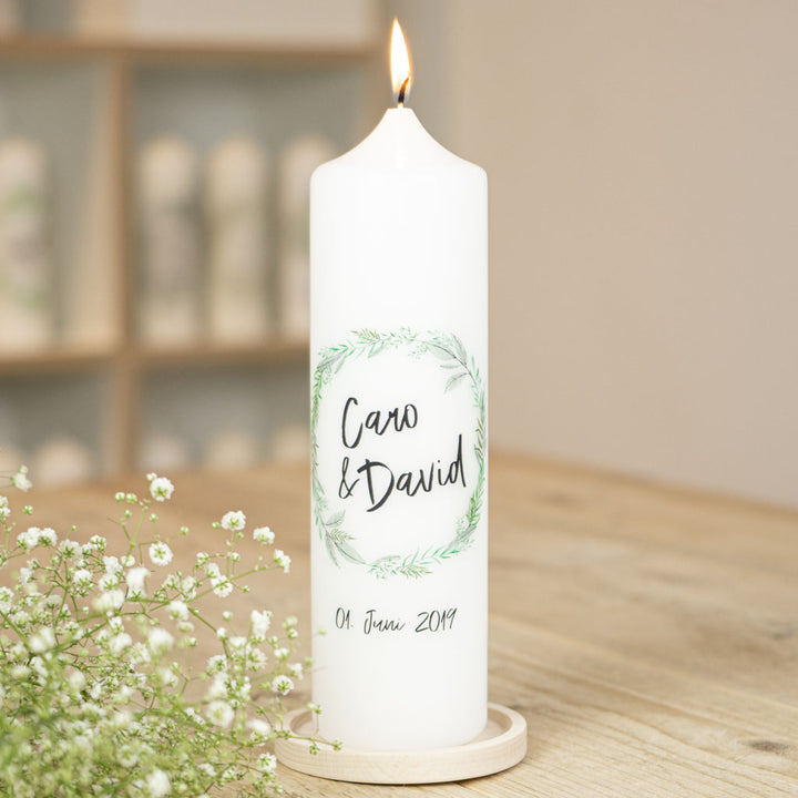 Hochzeitskerze modern Greenery