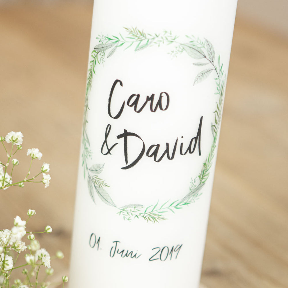 Hochzeitskerze Greenery
