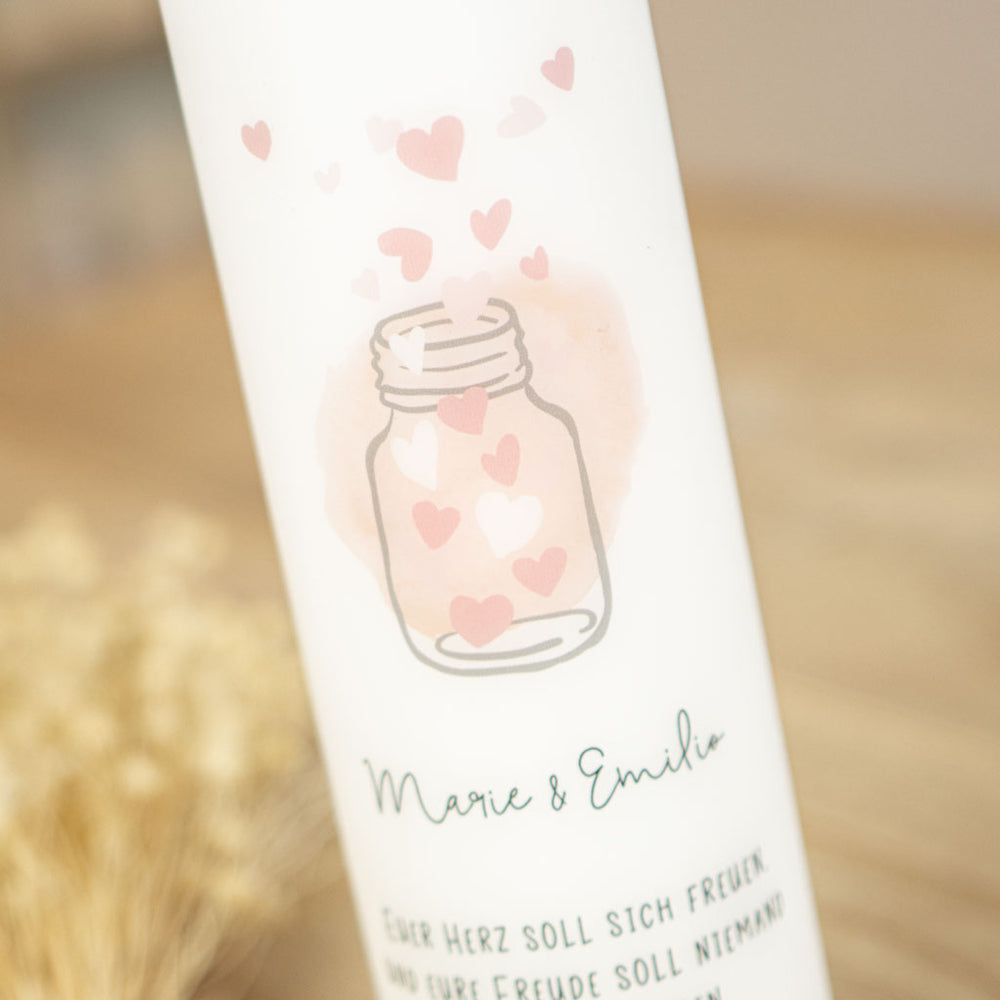 Hochzeitskerze Herz pastell