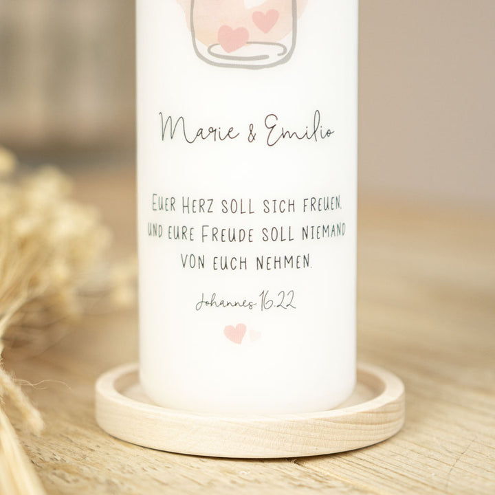Hochzeitskerze Herz Trauspruch