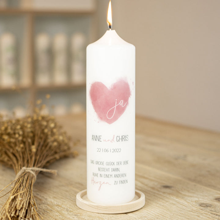 Hochzeitskerze Herz ja