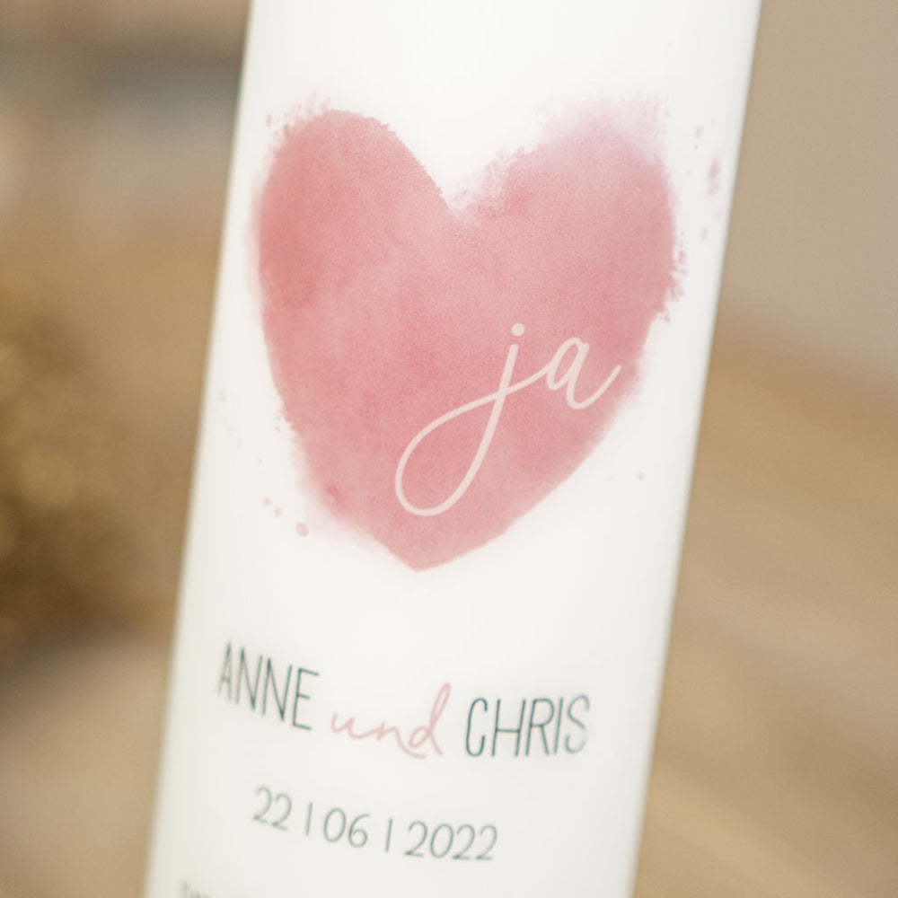 Hochzeitskerze Herz ja rosa