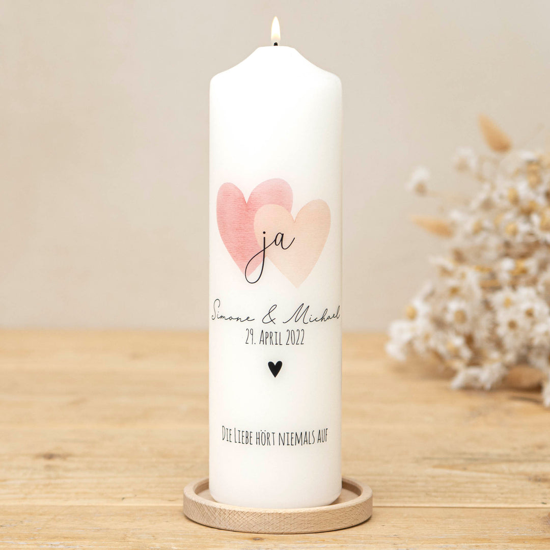 Hochzeitskerze zwei Herzen
