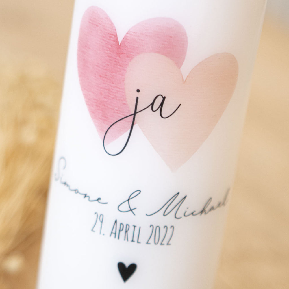 Hochzeitskerze mit Herzen Ja