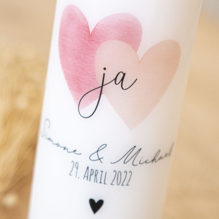 Hochzeitskerze mit Herzen Ja