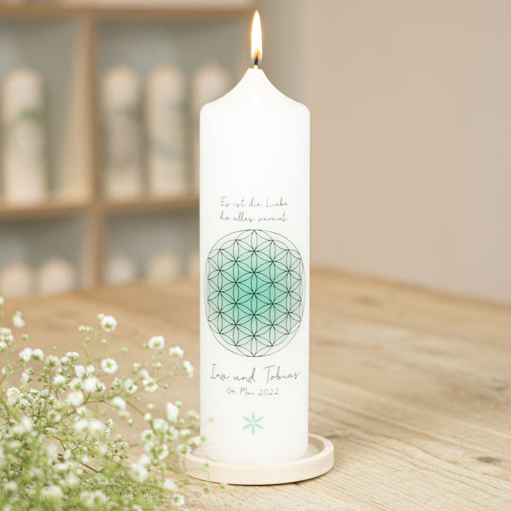 Hochzeitskerze modern Blume des Lebens
