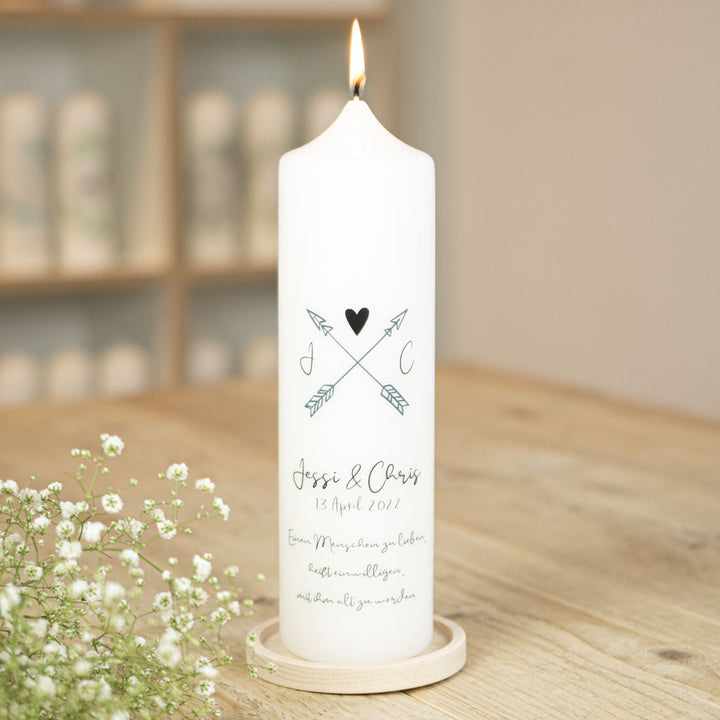 Hochzeitskerze modern Pfeile