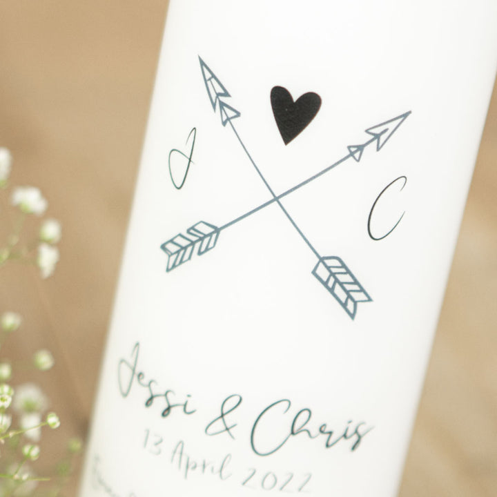Hochzeitskerze modern Pfeile Herz