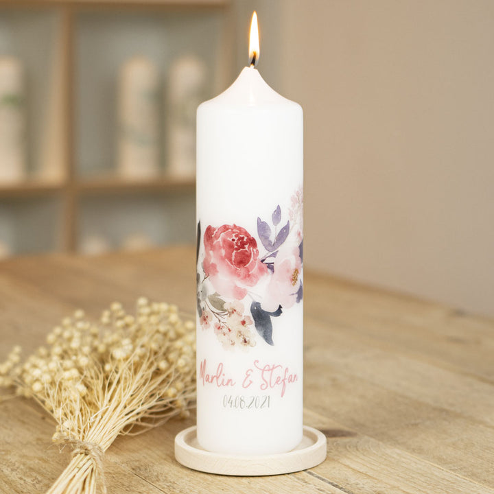 Hochzeitskerze modern Pfingstrose
