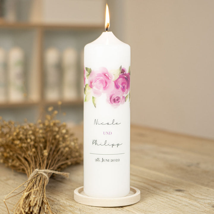 Hochzeitskerze modern Rosen