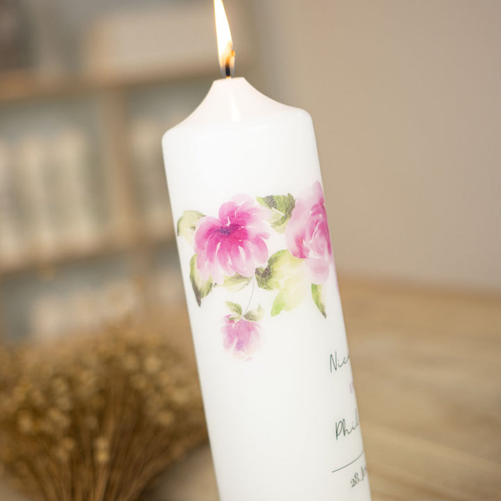 Hochzeitskerze modern Rosen Bukett