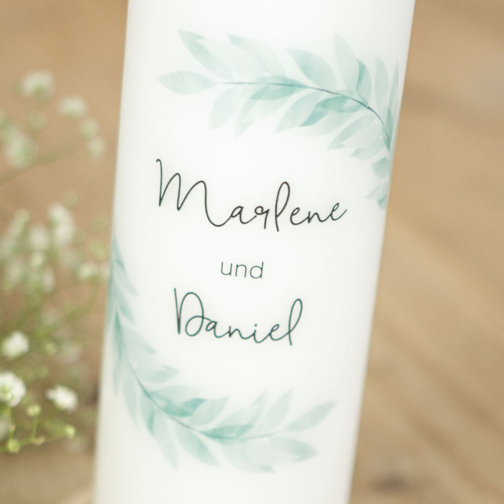 Hochzeitskerze Natur Kranz