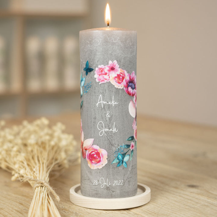 Hochzeitskerze Rustic Schmetterlinge