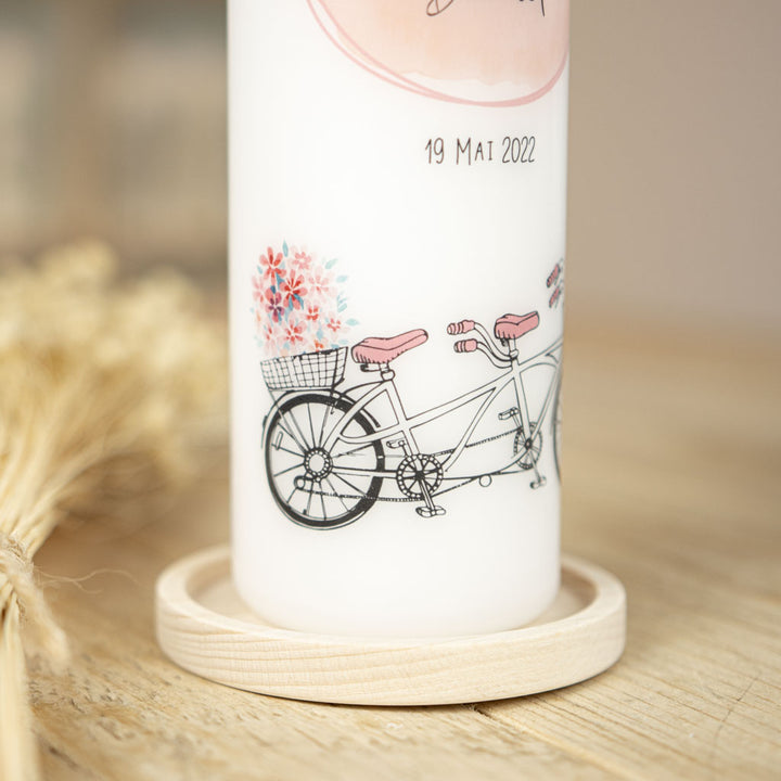 Hochzeitskerze Tandem Blumen