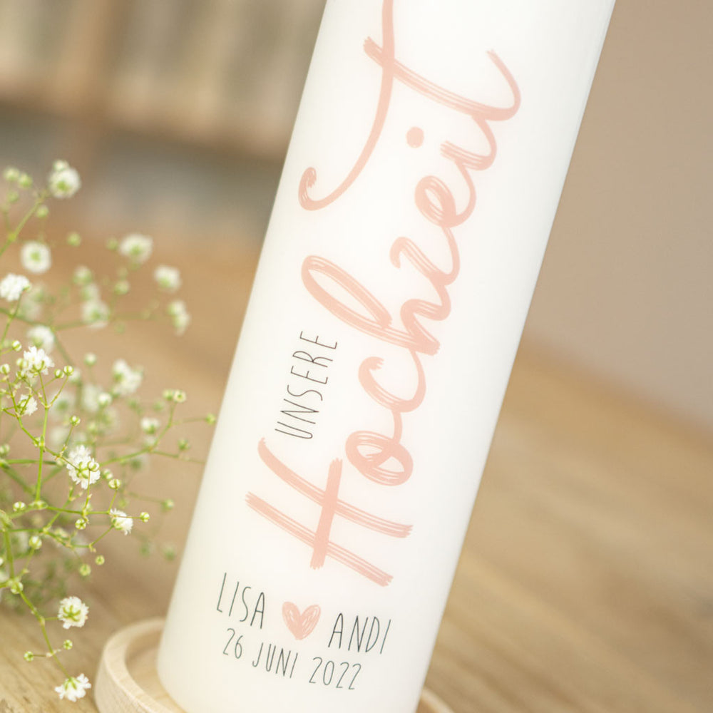 Hochzeitskerze Unsere Hochzeit pastell