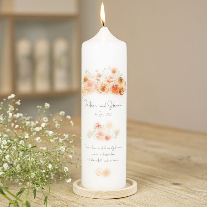 Hochzeitskerze Vintage Blumen