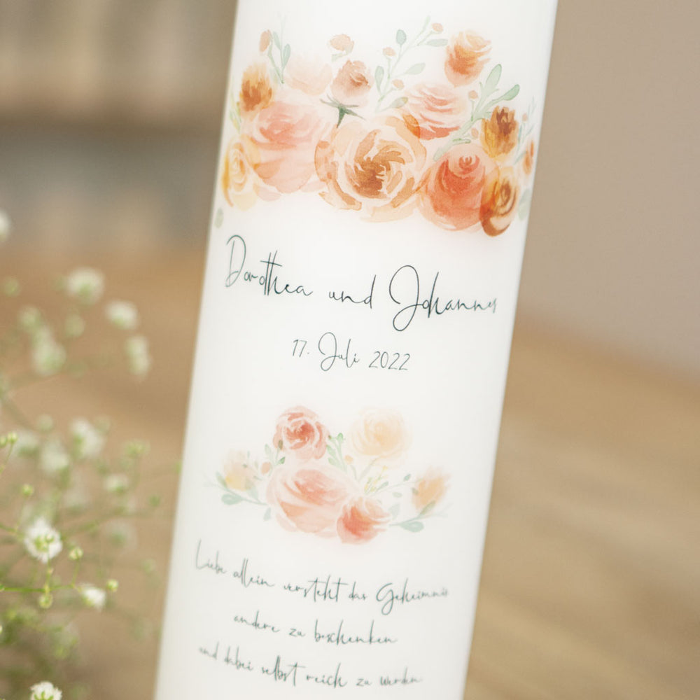 Hochzeitskerze Blumen Vintage