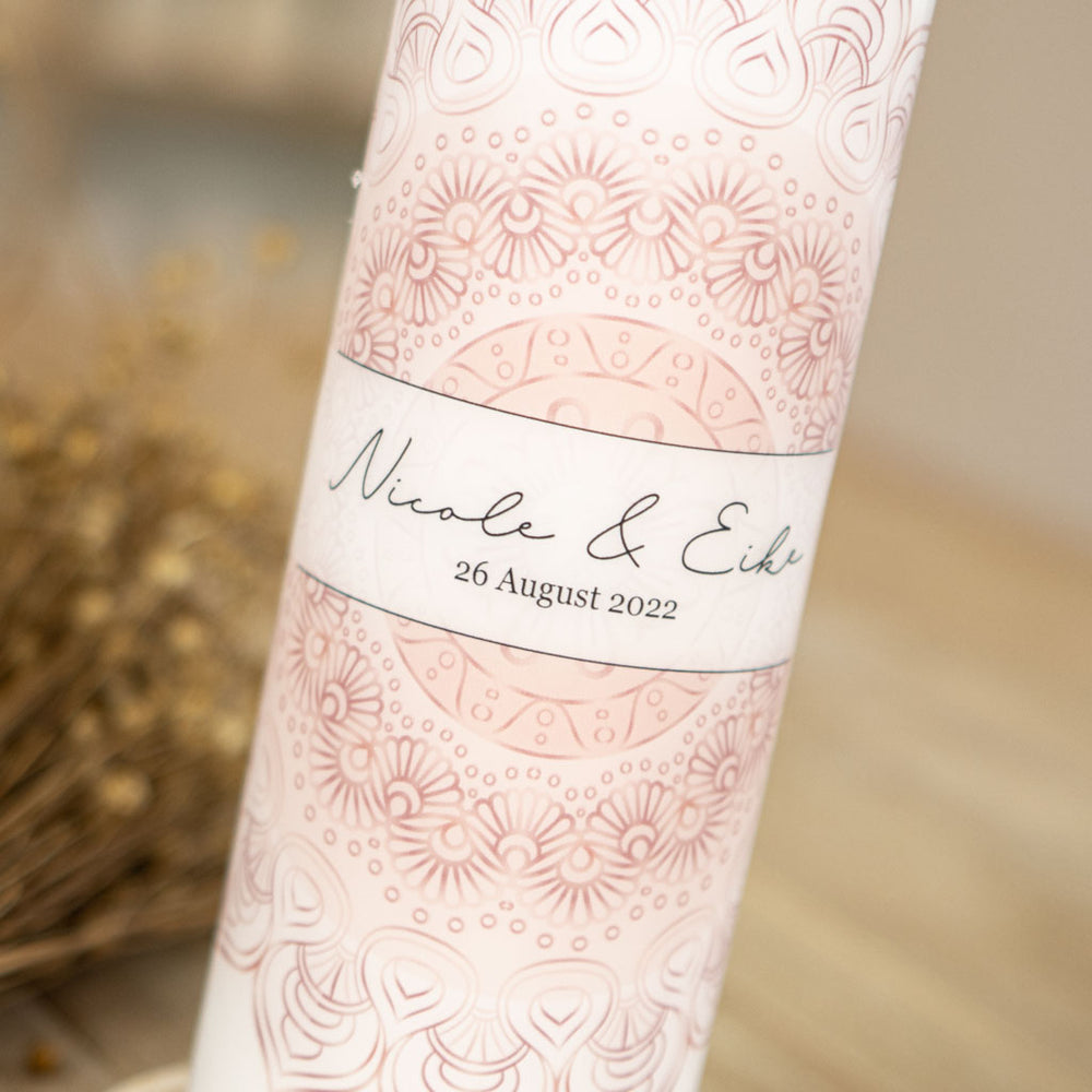 Hochzeitskerze Vintage Mandala Traudatum