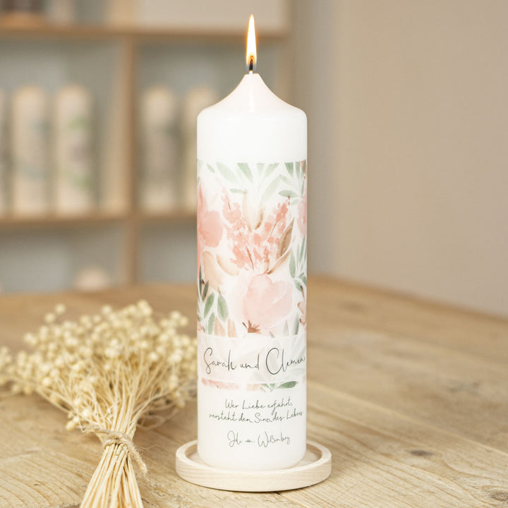 Hochzeitskerze Vintage Pfingstrosen