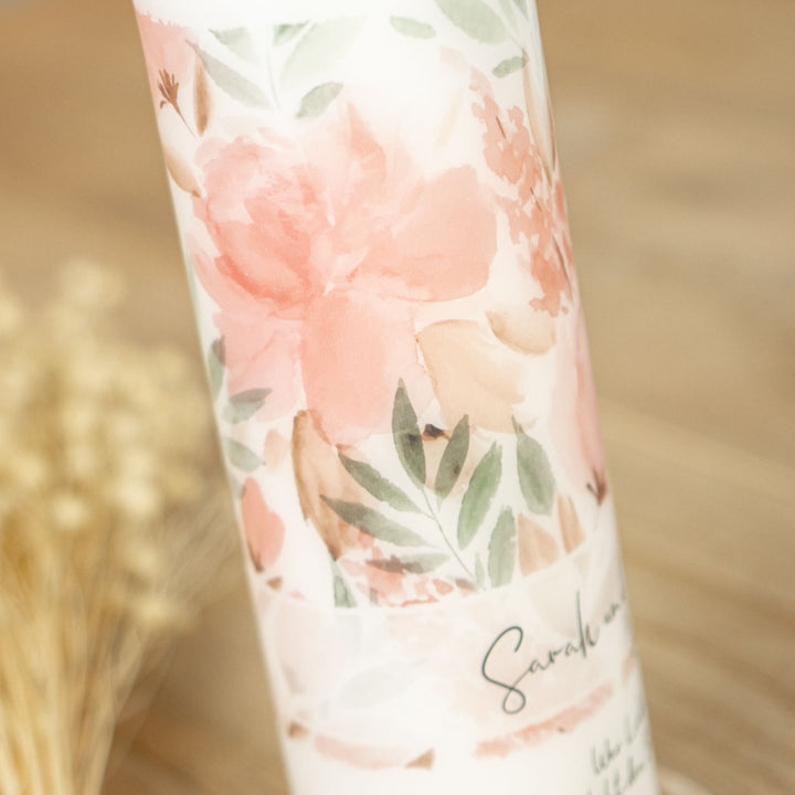 Hochzeitskerze Vintage Blumen