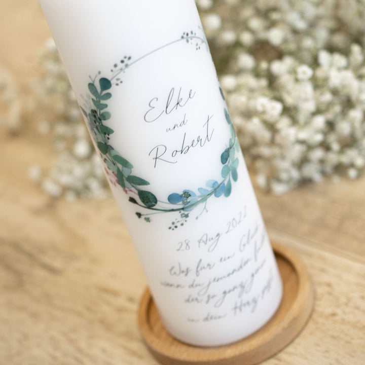 Hochzeitskerze Zweige mit Kerzenhalter Holz