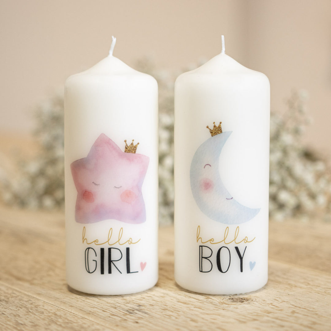 Kerze zur Geburt für Mädchen und Jungen