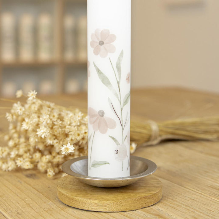 Schmale Kommunionkerze mit Blumen