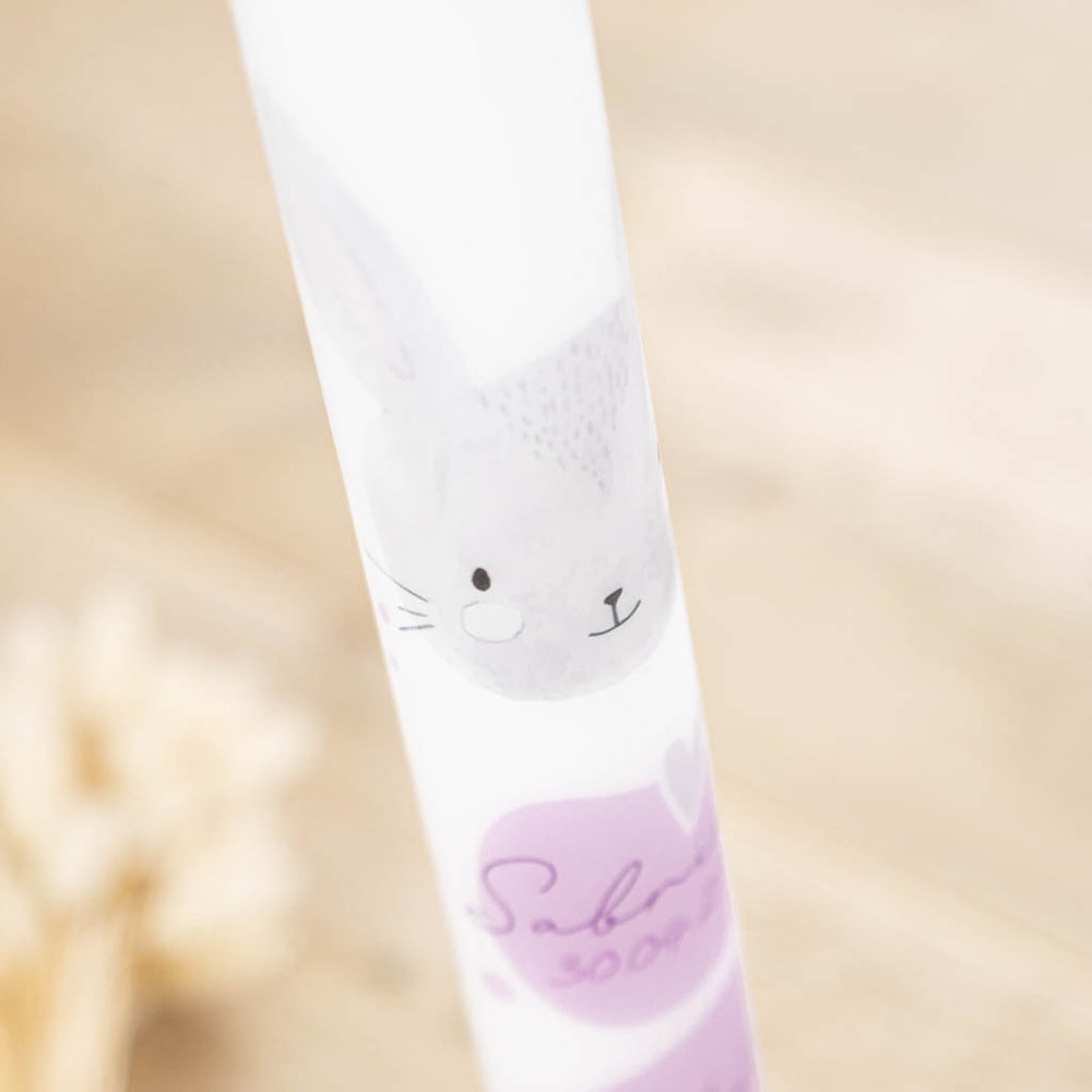 Kommunionkerze Hase Rosa