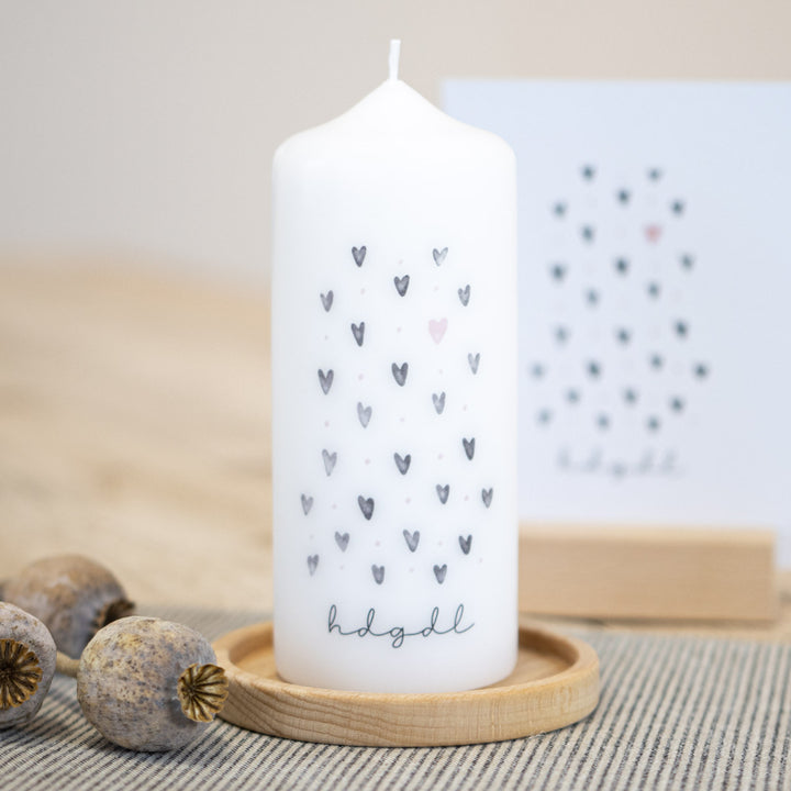 Kerze Liebe hdgdl mit Postkarte